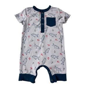 Lark Adventurewear Shark Novelty Print One Piece Footless Pajamas Baby 12 Months